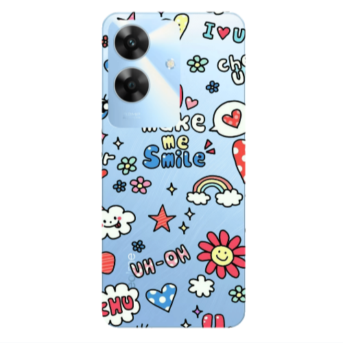 Realme Note 60 Rainbow flowers Transparent Silicone TPU Θήκη