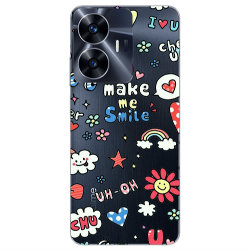 Realme Note 50 Rainbow flowers Transparent Silicone TPU Θήκη