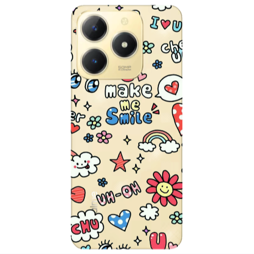 Realme C61 Rainbow flowers Transparent Silicone TPU Θήκη