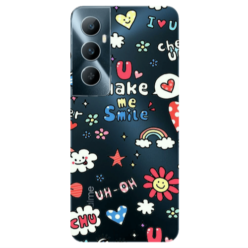 Realme C65 Rainbow flowers Transparent Silicone TPU Θήκη