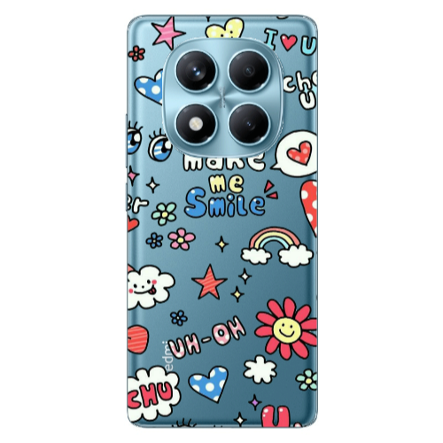Xiaomi Redmi Note 14 Pro Rainbow flowers Transparent Silicone TPU Θήκη