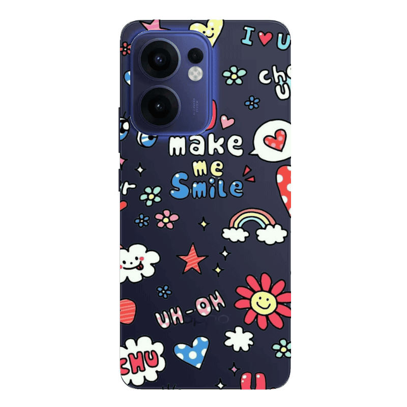 Oppo Reno13 FS Rainbow flowers Transparent Silicone TPU Θήκη