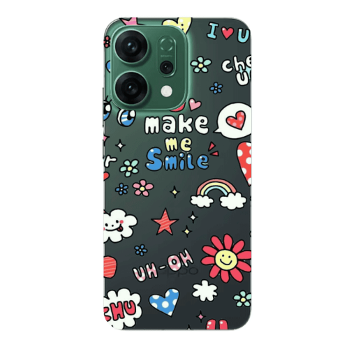 Oppo RENO 14 Rainbow flowers Transparent Silicone TPU Θήκη