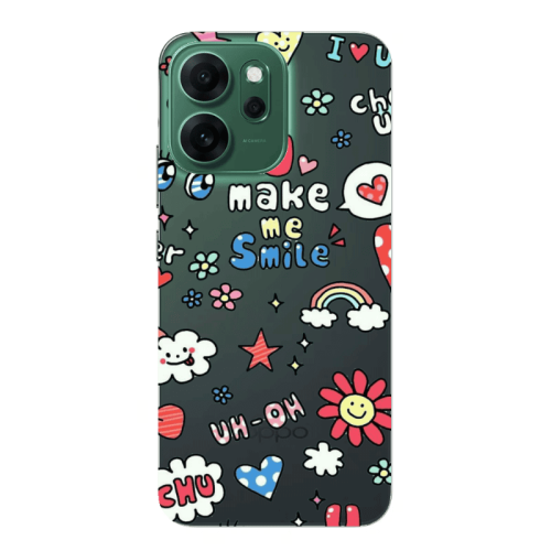 Oppo 14 F Rainbow flowers Transparent Silicone TPU Θήκη