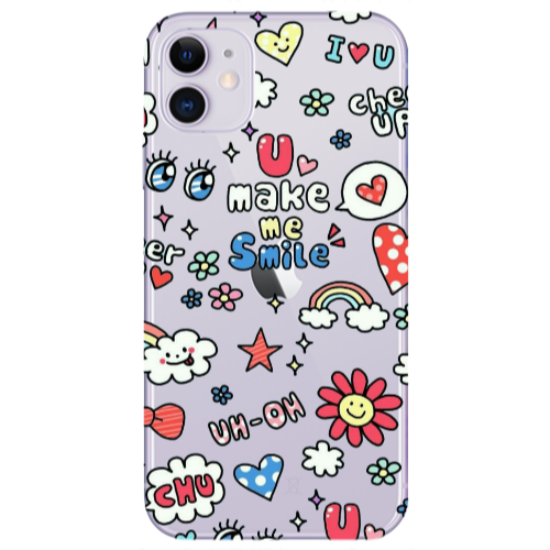 Apple iPhone 11  Rainbow flowers Transparent Silicone TPU Θήκη