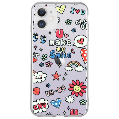 Apple iPhone 12 Rainbow flowers Transparent Silicone TPU Θήκη
