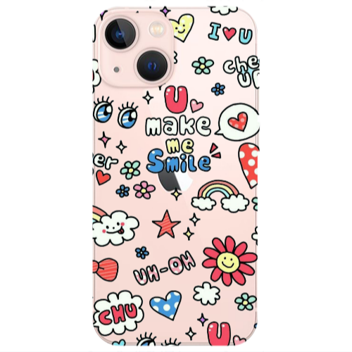 Apple iPhone 13 Rainbow flowers Transparent Silicone TPU Θήκη