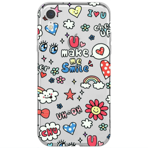 Apple iPhone Xr Rainbow flowers Transparent Silicone TPU Θήκη