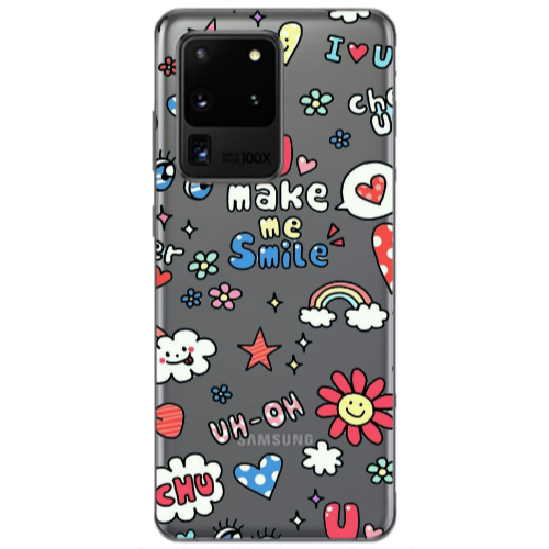 Samsung S20 Ultra Rainbow flowers Transparent Silicone TPU Θήκη