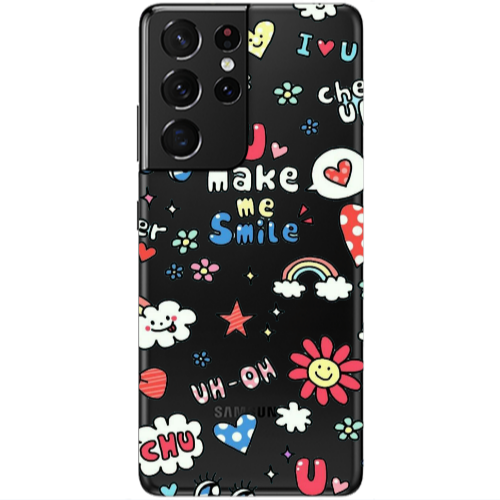 Samsung S21 Ultra Rainbow flowers Transparent Silicone TPU Θήκη