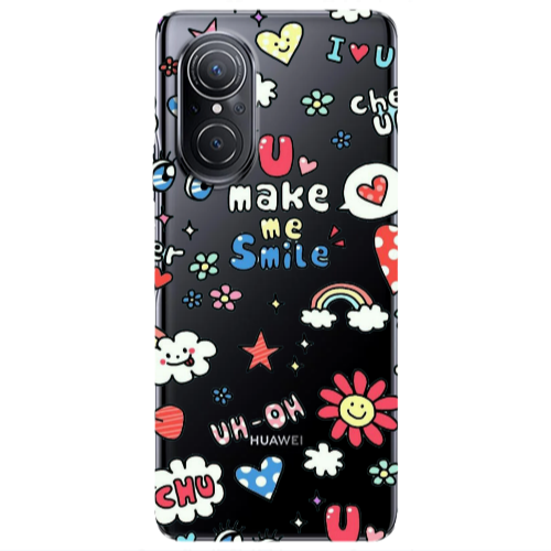 Huawei Nova 9 SE Rainbow flowers Transparent Silicone TPU Θήκη