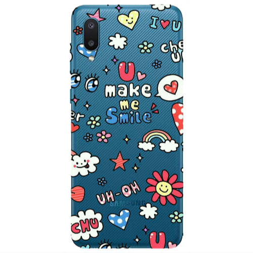 Samsung A02 Rainbow flowers Transparent Silicone TPU Θήκη