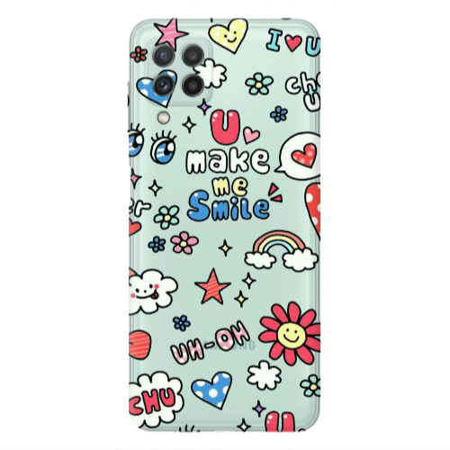 Samsung A22 4G Rainbow flowers Transparent Silicone TPU Θήκη