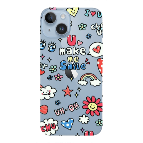 Apple iPhone 14  Rainbow flowers Transparent Silicone TPU Θήκη