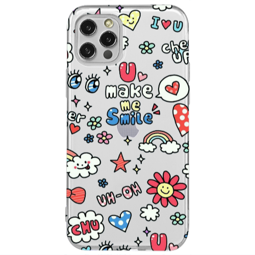 Apple iPhone 12 Pro Rainbow flowers Transparent Silicone TPU Θήκη