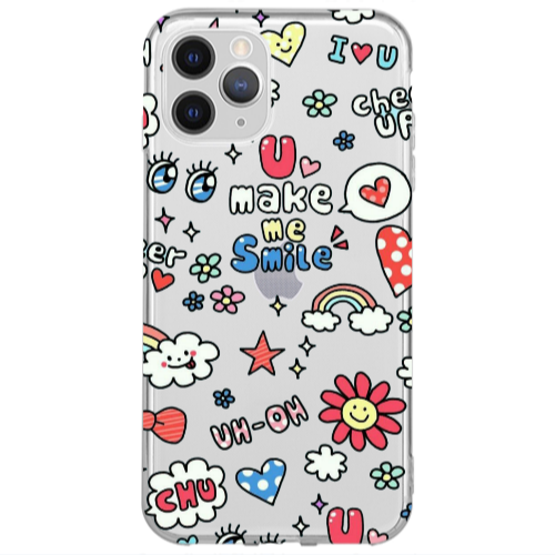 Apple iPhone 12 Pro Max Rainbow flowers Transparent Silicone TPU Θήκη