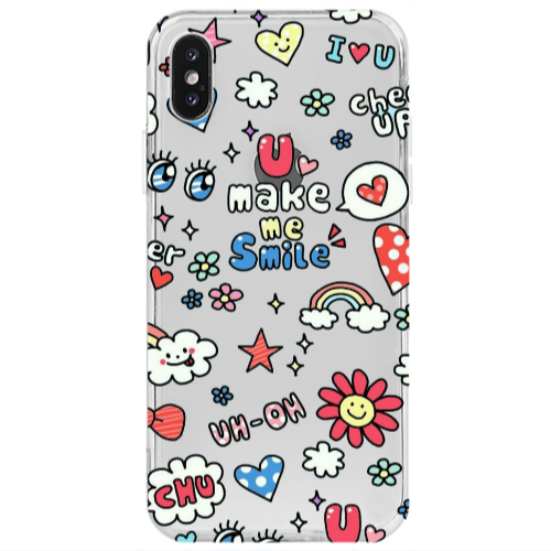 Apple iPhone Xs Rainbow flowers Transparent Silicone TPU Θήκη