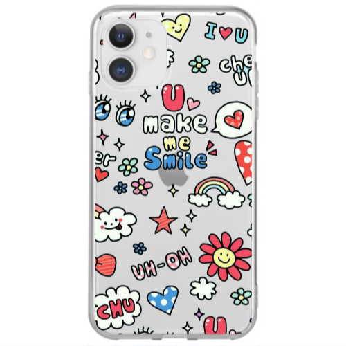 Apple iPhone 12 Mini Rainbow flowers Transparent Silicone TPU Θήκη