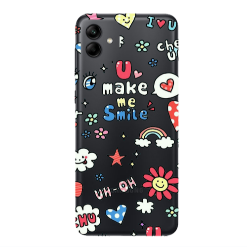 Samsung A04 Rainbow flowers Transparent Silicone TPU Θήκη