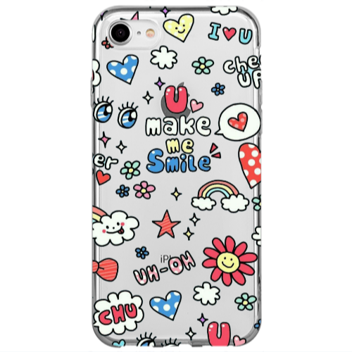 Apple iPhone SE 2020 Rainbow flowers Transparent Silicone TPU Θήκη