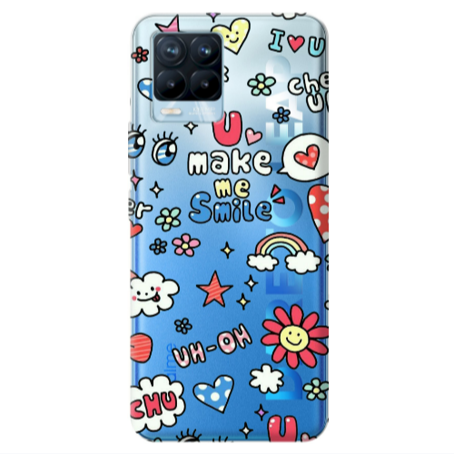 Realme 8 Pro Rainbow flowers Transparent Silicone TPU Θήκη