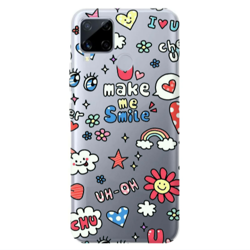 Realme C25S Rainbow flowers Transparent Silicone TPU Θήκη