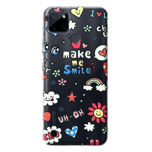 Realme C25Y Rainbow flowers Transparent Silicone TPU Θήκη