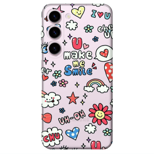 Samsung S23 Rainbow flowers Transparent Silicone TPU Θήκη