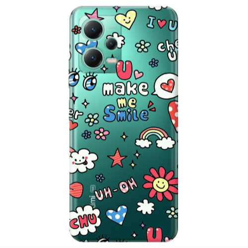 Xiaomi Redmi Note 12 Pro 5G Rainbow flowers Transparent Silicone TPU Θήκη