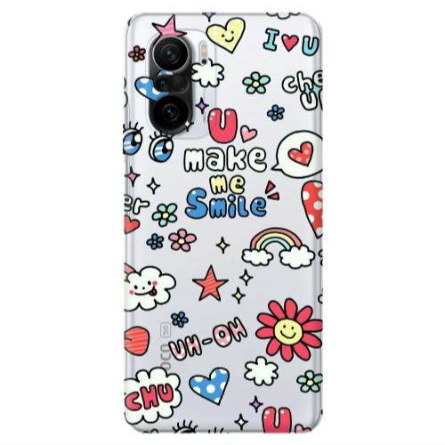 Xiaomi Poco F3 Rainbow flowers Transparent Silicone TPU Θήκη