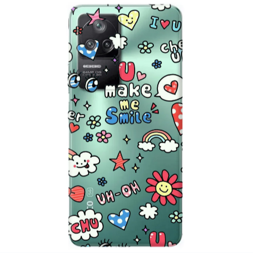 Xiaomi Poco F4 Rainbow flowers Transparent Silicone TPU Θήκη