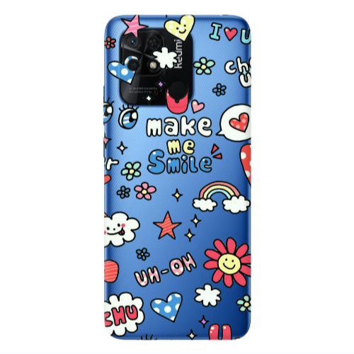Xiaomi Poco C40 Rainbow flowers Transparent Silicone TPU Θήκη