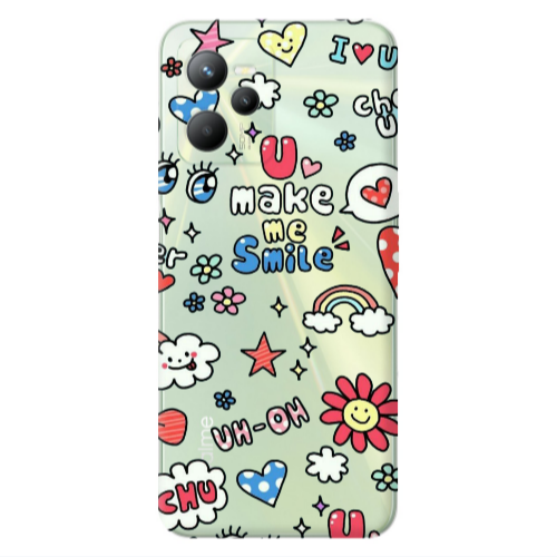 Realme C35 Rainbow flowers Transparent Silicone TPU Θήκη