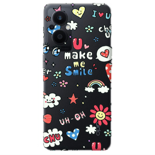 Oppo Reno 7 Lite Rainbow flowers Transparent Silicone TPU Θήκη