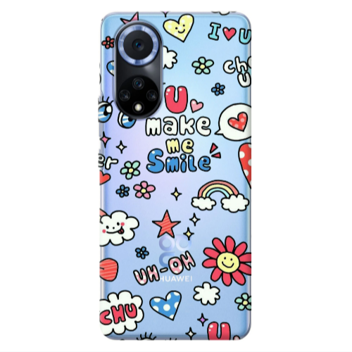 Huawei Nova 9 Rainbow flowers Transparent Silicone TPU Θήκη