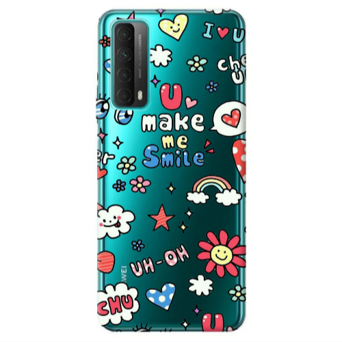 Huawei P Smart 2021 Rainbow flowers Transparent Silicone TPU Θήκη