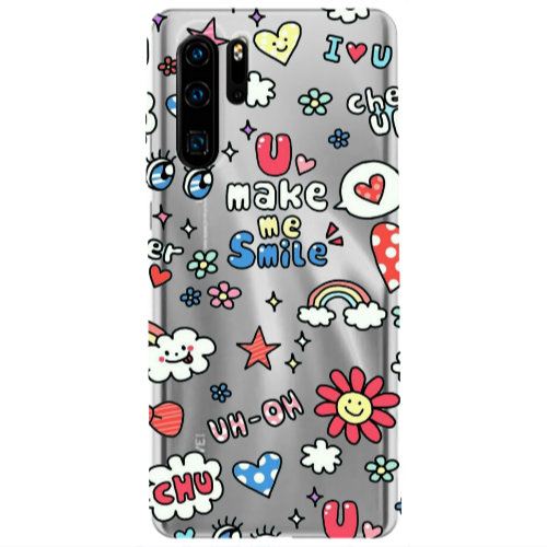 Huawei P30 Pro Rainbow flowers Transparent Silicone TPU Θήκη