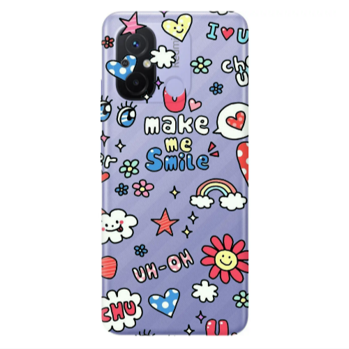 Xiaomi Redmi 12C Rainbow flowers Transparent Silicone TPU Θήκη
