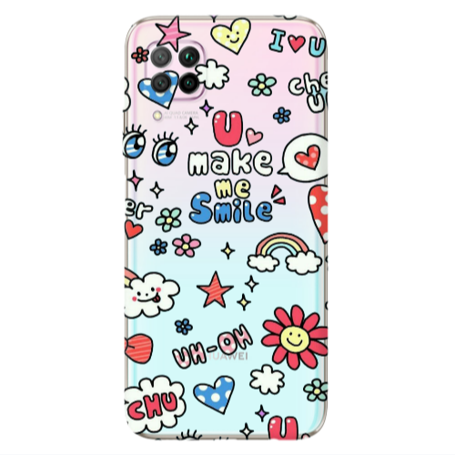 Huawei P40 Lite Rainbow flowers Transparent Silicone TPU Θήκη