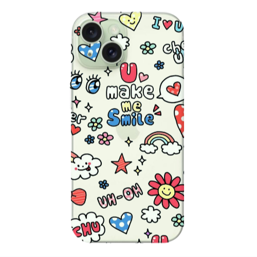 Apple iPhone 15 Rainbow flowers Transparent Silicone TPU Θήκη