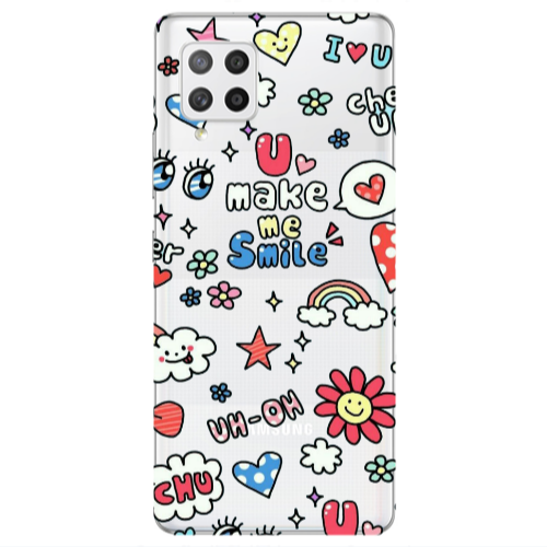 Samsung A42 5G Rainbow flowers Transparent Silicone TPU Θήκη