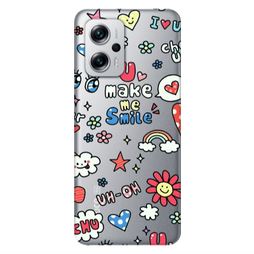 Xiaomi Poco X4 GT Rainbow flowers Transparent Silicone TPU Θήκη