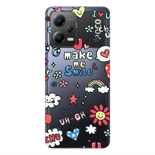 Xiaomi Poco X5 Rainbow flowers Transparent Silicone TPU Θήκη