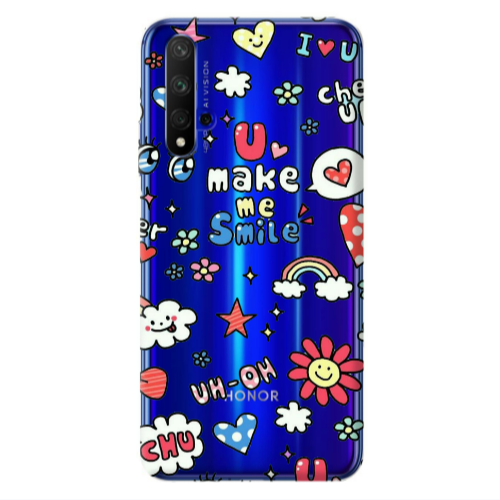 Huawei Nova 5 T Rainbow flowers Transparent Silicone TPU Θήκη