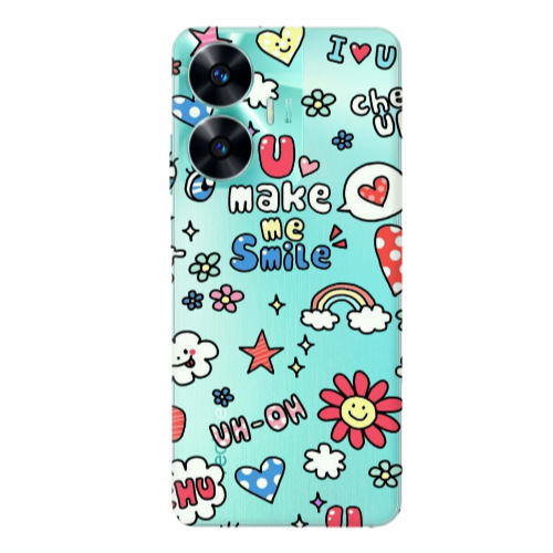Realme C55 Rainbow flowers Transparent Silicone TPU Θήκη