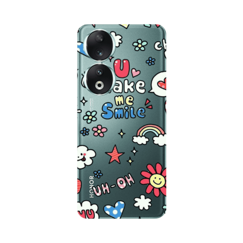 Honor 90 5G Rainbow flowers Transparent Silicone TPU Θήκη