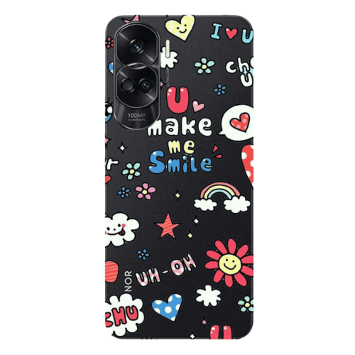 Honor 90 Lite 5G Rainbow flowers Transparent Silicone TPU Θήκη