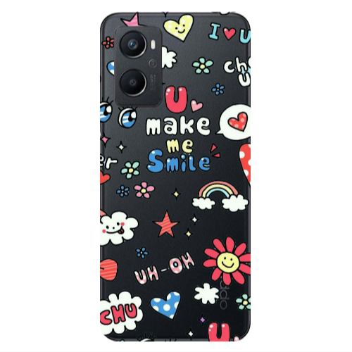Oppo A 96 Rainbow flowers Transparent Silicone TPU Θήκη