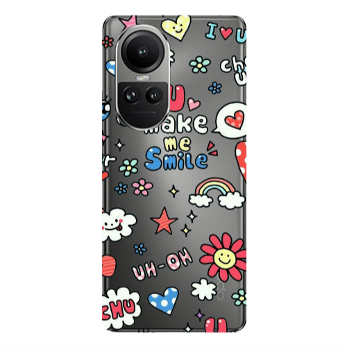 Oppo Reno10 5G Rainbow flowers Transparent Silicone TPU Θήκη