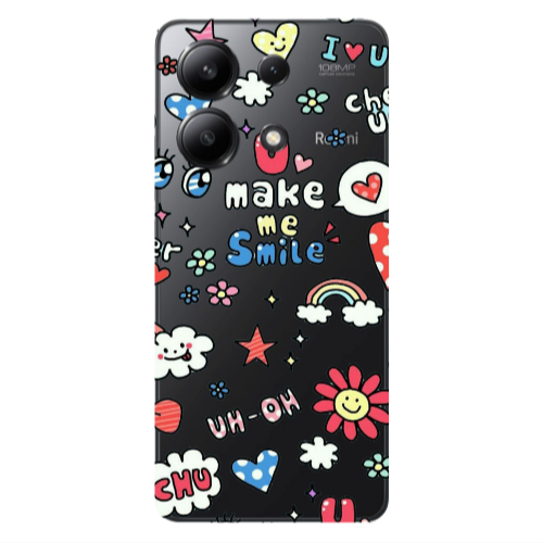 Xiaomi Redmi Note 13 4G Rainbow flowers Transparent Silicone TPU Θήκη